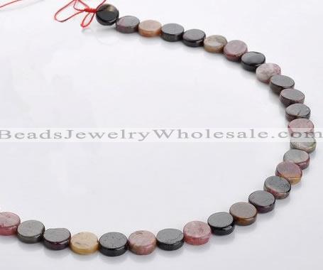 CTO01 9mm multicolored coin natural tourmaline beads Wholesale