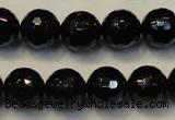 CTO110 15.5 inches 12mm faceted round natural black tourmaline beads