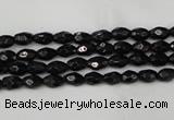 CTO115 15.5 inches 4*6mm faceted rice black tourmaline beads