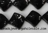 CTO130 15.5 inches 15*15mm twisted diamond black tourmaline beads