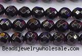 CTO136 15.5 inches 6mm faceted round black tourmaline beads