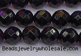 CTO137 15.5 inches 8mm faceted round black tourmaline beads