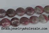 CTO202 15.5 inches 10mm flat round pink tourmaline gemstone beads