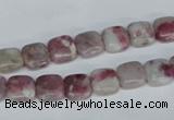 CTO205 15.5 inches 8*8mm square pink tourmaline gemstone beads