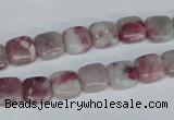 CTO206 15.5 inches 10*10mm square pink tourmaline gemstone beads