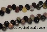 CTO37 15.5 inches 5*8mm flat teardrop natural tourmaline beads