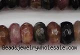 CTO378 15.5 inches 6*10mm faceted rondelle natural tourmaline beads