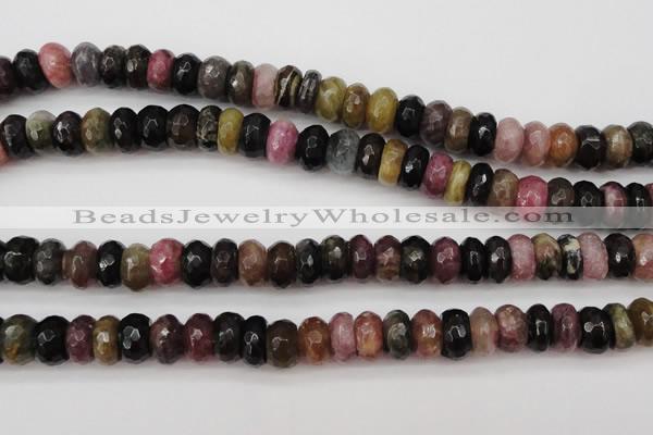 CTO378 15.5 inches 6*10mm faceted rondelle natural tourmaline beads