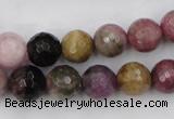 CTO45 15.5 inches 8mm faceted round natural tourmaline beads