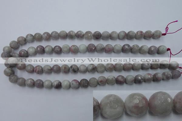 CTO483 15.5 inches 10mm faceted round pink tourmaline gemstone beads