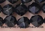 CTO717 15.5 inches 8mm faceted nuggets black tourmaline beads