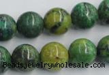 CTP06 15.5 inches 14mm round yellow green pine gemstone beads wholesale