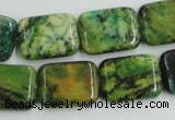 CTP10 15.5 inches 15*20mm rectangle yellow green pine gemstone beads