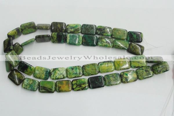 CTP10 15.5 inches 15*20mm rectangle yellow green pine gemstone beads