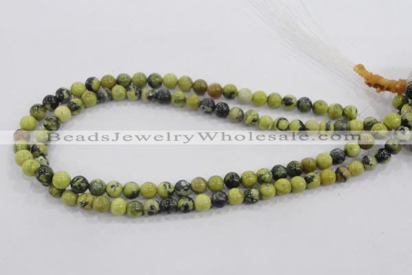 CTP102 15.5 inches 8mm round yellow pine turquoise beads wholesale