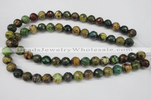 CTP214 15.5 inches 12mm faceted round yellow pine turquoise beads