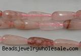 CTR02 15.5 inches 6*16mm faceted teardrop pink quartz beads