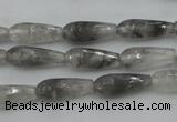 CTR03 15.5 inches 6*16mm faceted teardrop cloudy quartz beads