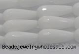 CTR105 15.5 inches 8*20mm faceted teardrop white porcelain beads