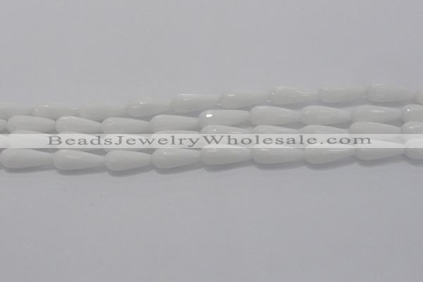 CTR105 15.5 inches 8*20mm faceted teardrop white porcelain beads