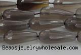 CTR106 15.5 inches 8*20mm faceted teardrop grey agate beads