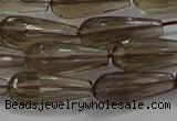 CTR110 15.5 inches 8*20mm faceted teardrop smoky quartz beads