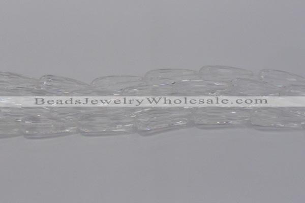 CTR130 15.5 inches 10*30mm faceted teardrop white crystal beads