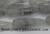 CTR131 15.5 inches 10*30mm faceted teardrop cloudy quartz beads