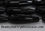 CTR145 15.5 inches 10*30mm faceted teardrop black agate beads