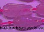 CTR203 16*35mm - 20*45mm faceted teardrop rose quartz beads