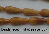 CTR21 15.5 inches 8*20mm faceted teardrop yellow jade beads