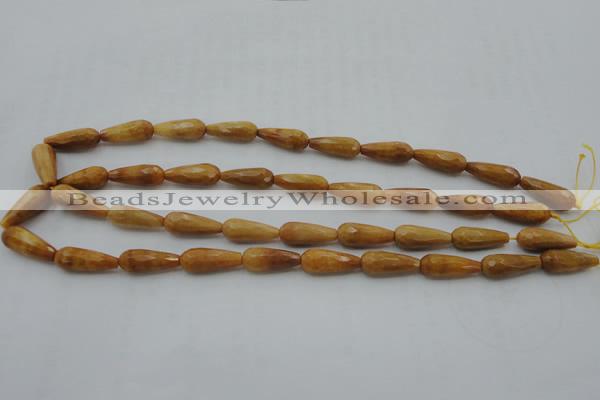 CTR21 15.5 inches 8*20mm faceted teardrop yellow jade beads