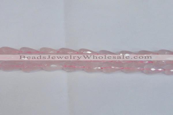 CTR301 15.5 inches 12*25mm faceted teardrop rose quartz beads