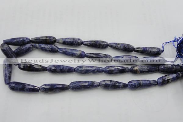 CTR32 15.5 inches 10*30mm faceted teardrop sodalite gemstone beads