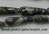 CTR37 15.5 inches 10*30mm faceted teardrop grey opal gemstone beads