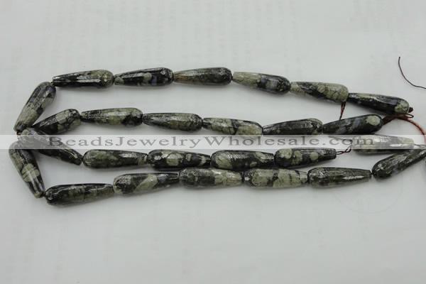 CTR37 15.5 inches 10*30mm faceted teardrop grey opal gemstone beads