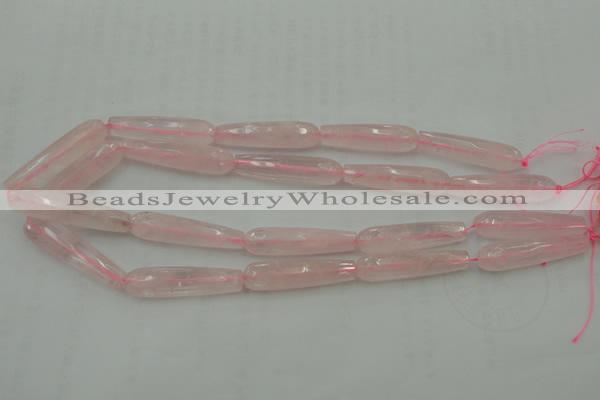 CTR40 15.5 inches 10*40mm faceted teardrop rose quartz beads