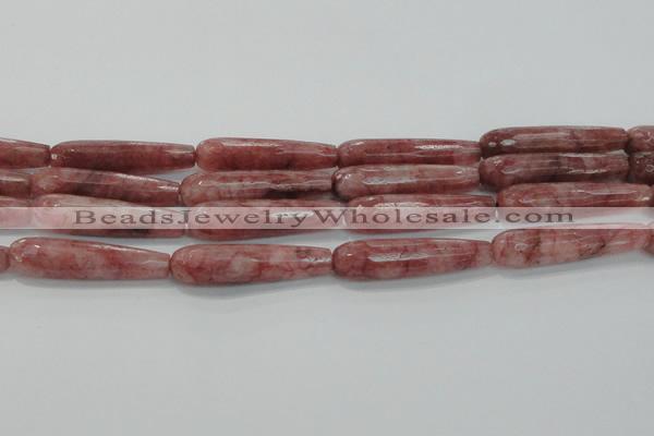 CTR58 15.5 inches 10*40mm faceted teardrop strawberry quartz beads