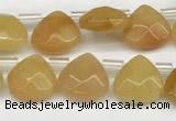 CTR605 Top drilled 10*10mm faceted briolette yellow aventurine beads