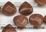 CTR608 Top drilled 10*10mm faceted briolette goldstone beads wholesale