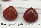 CTR616 Top drilled 10*10mm faceted briolette red agate beads