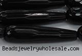 CTR64 15.5 inches 10*40mm faceted teardrop black agate beads