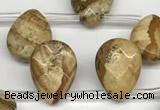 CTR669 Top drilled 10*14mm faceted briolette picture jasper beads