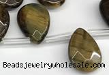 CTR670 Top drilled 10*14mm faceted briolette yellow tiger eye beads