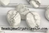 CTR673 Top drilled 10*14mm faceted briolette white howlite beads