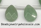 CTR696 Top drilled 12*16mm faceted briolette green aventurine beads