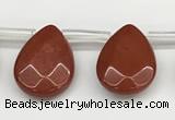 CTR698 Top drilled 12*16mm faceted briolette red jasper beads