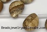 CTR699 Top drilled 12*16mm faceted briolette picture jasper beads