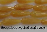 CTR75 15.5 inches 6*16mm faceted teardrop yellow jade beads