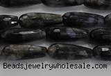 CTR78 15.5 inches 6*16mm faceted teardrop grey opal gemstone beads